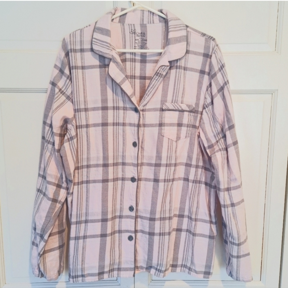 Croft & Barrow pink plaid flannel pajamas - Picture 2 of 9